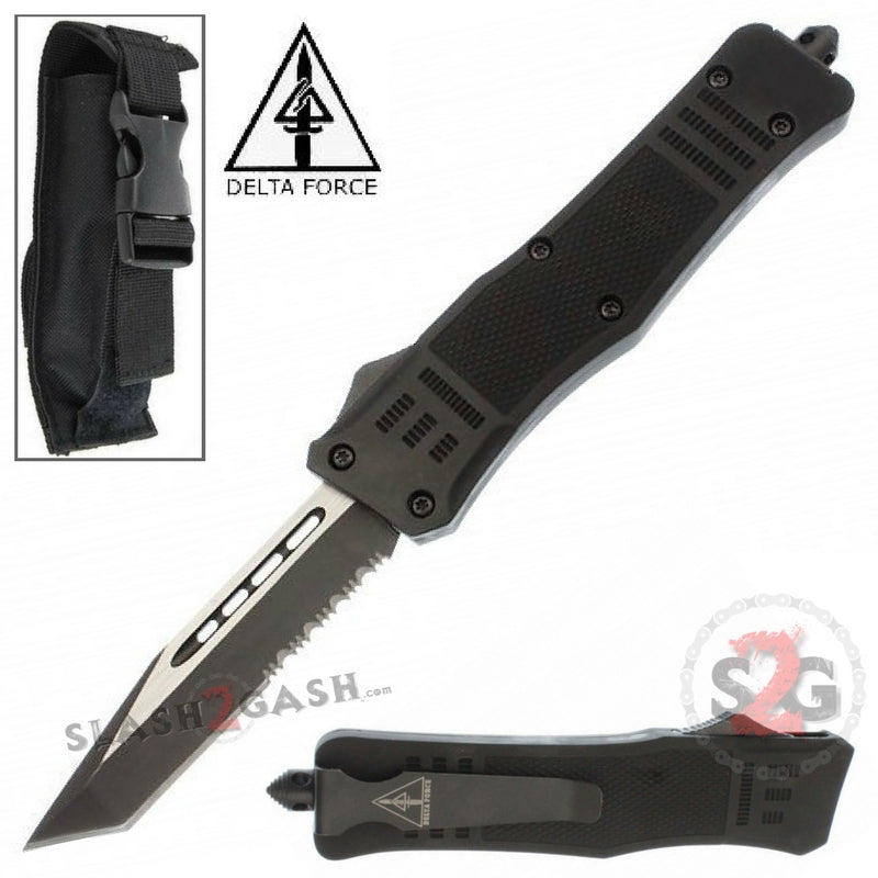 S2G Tactical Commando D/A OTF Automatic Knife Black - Tanto Serrated Knife-OTF - Tophatter Daily Deals