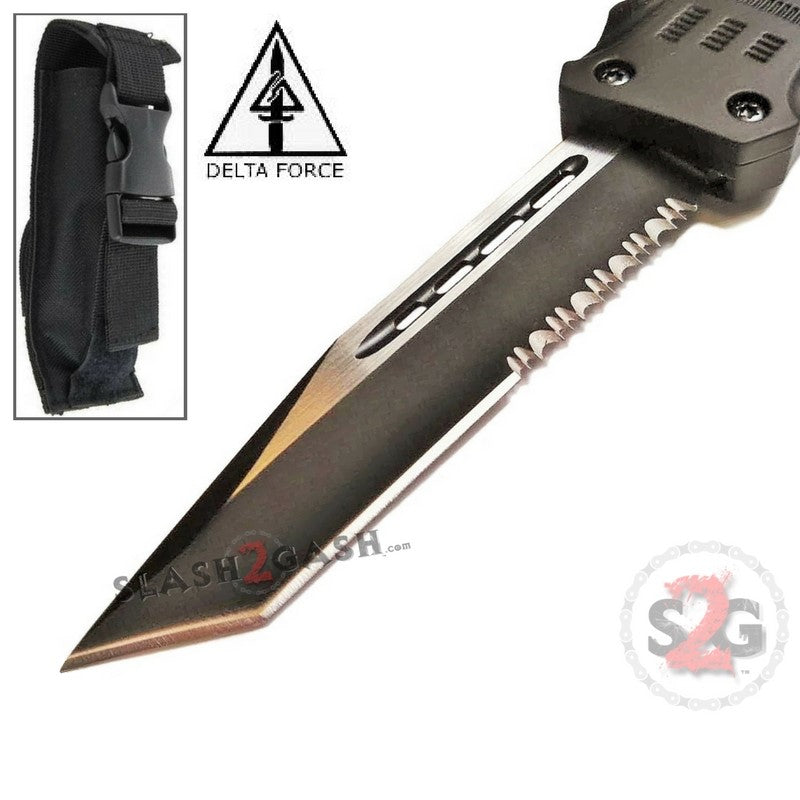 S2G Tactical Commando D/A OTF Automatic Knife Black - Tanto Plain Tanto Serrated Edge Knife-OTF - Tophatter Daily Deals