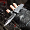 Delta Force OTF Knife Small 7" Grey Commando - Black D2 Dagger Double Edge Plain Knife-OTF - Tophatter Daily Deals