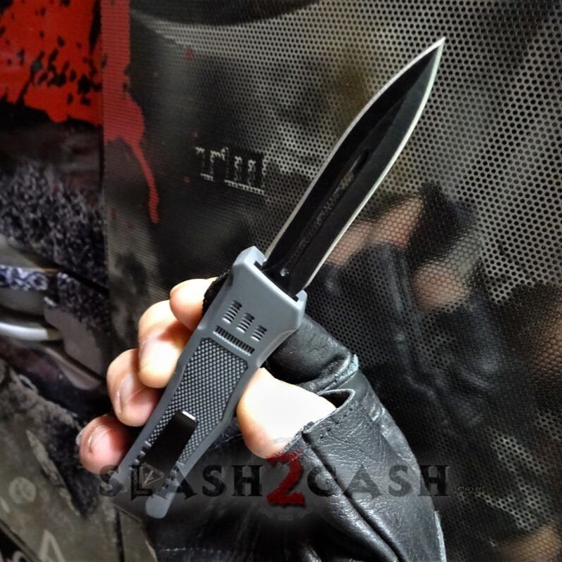 Delta Force OTF Knife Small 7" Grey Commando - Black D2 Dagger Knife-OTF - Tophatter Daily Deals