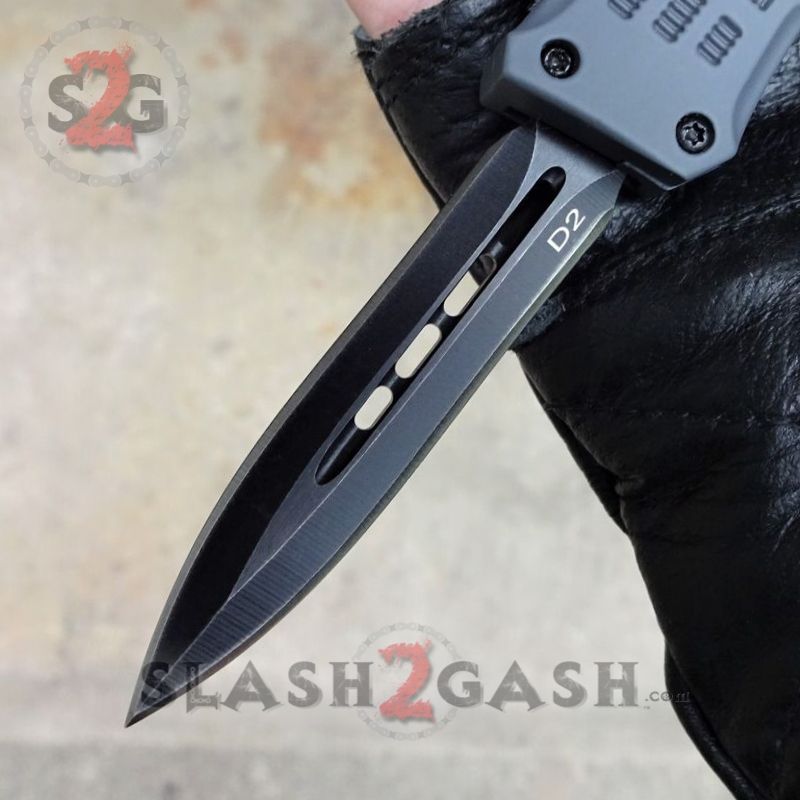 Delta Force OTF Knife Small 7" Grey Commando - Black D2 Dagger Knife-OTF - Tophatter Daily Deals