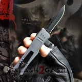 Delta Force OTF Knife Small 7" Grey Commando - Black D2 Single Edge Knife-OTF - Tophatter Daily Deals