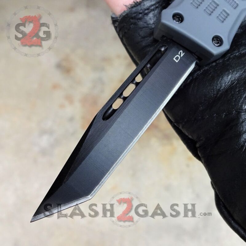Delta Force OTF Knife Small 7" Grey Commando - Black D2 Tanto Knife-OTF - Tophatter Daily Deals