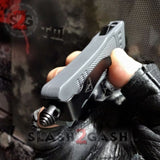 Grey Commando OTF Knife Small 7" Delta Force Switchblade - Black D2 Knife-OTF - Tophatter Daily Deals