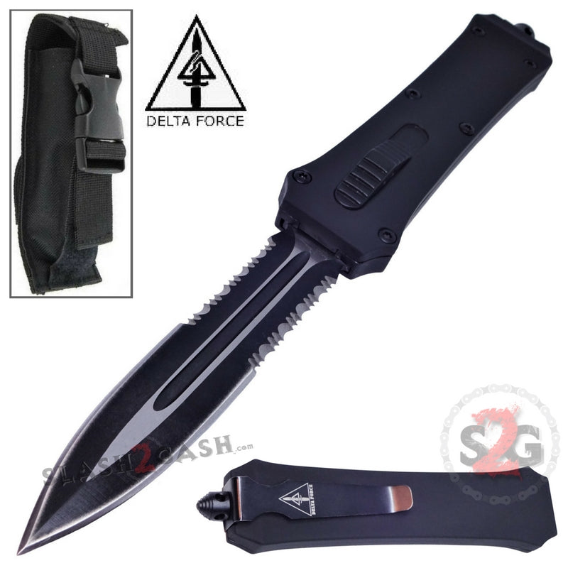 S2G Tactical OTF Crypt Keeper D/A Automatic Knife - Dagger Plain Double Edge Serrated Knife-OTF - Tophatter Daily Deals