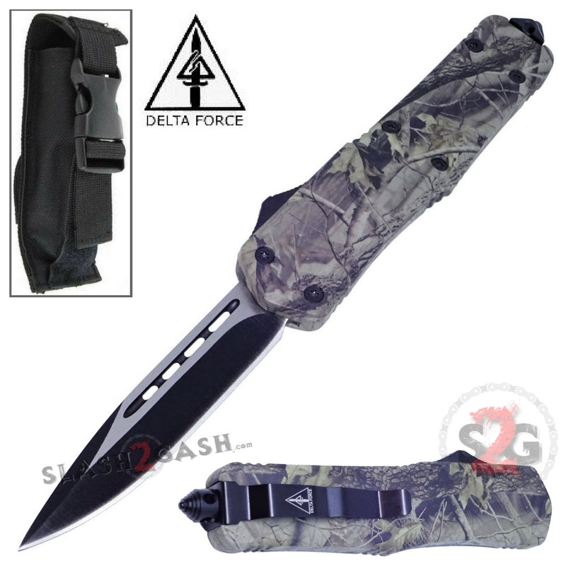 Delta Force OTF Recon D/A Real Tree Camo Automatic Knife - Single Edge Plain Plain Edge Knife-OTF - Tophatter Daily Deals