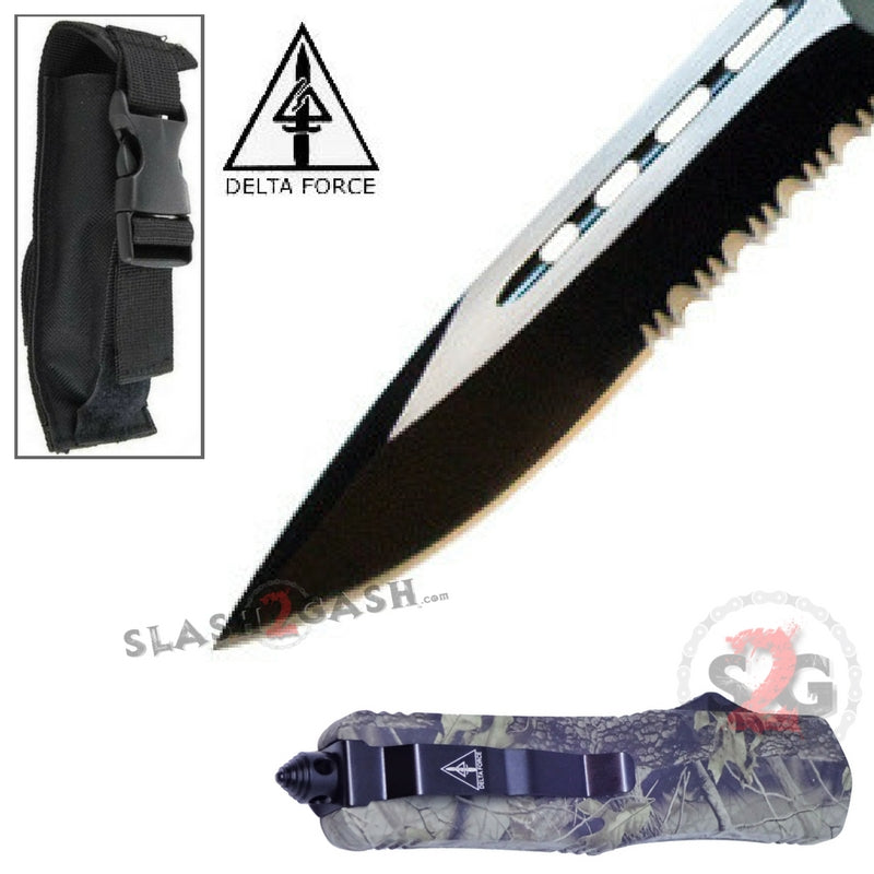 Delta Force OTF Recon D/A Real Tree Camo Automatic Knife - Single Edge Plain Serrated Edge Knife-OTF - Tophatter Daily Deals