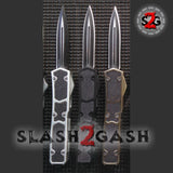 Delta Force OTF Black Fox D/A Tactical Automatic Knife Plain Double Edge Silver Knife-OTF - Tophatter Daily Deals