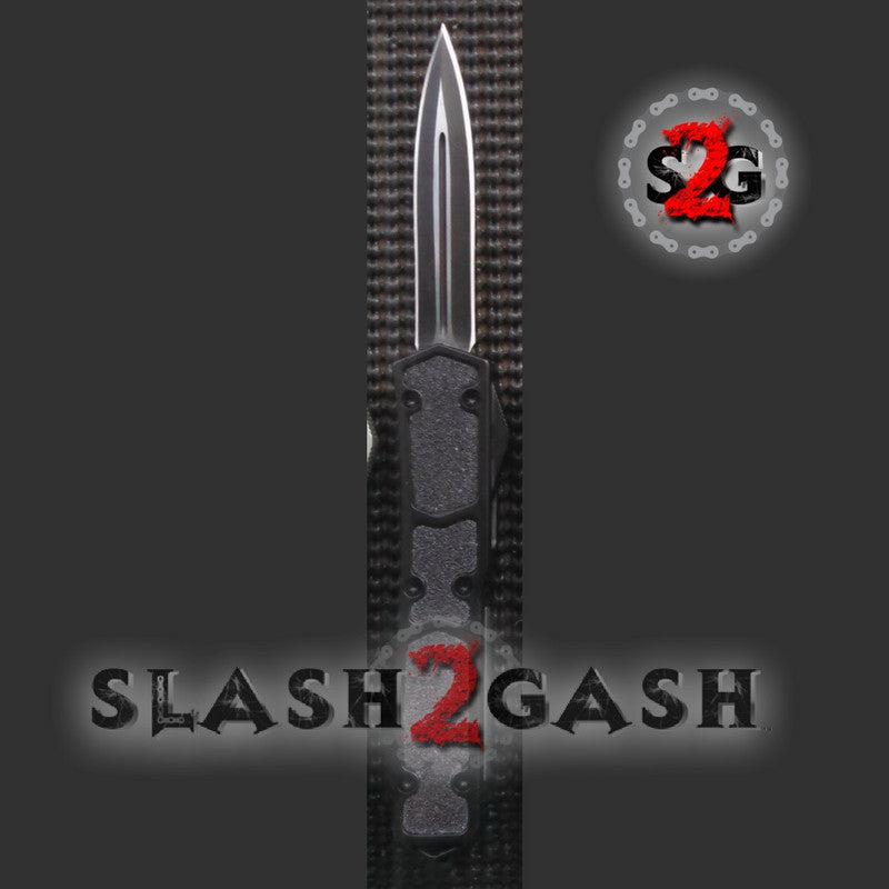 Delta Force OTF Black Fox D/A Tactical Automatic Knife Plain Double Edge Black Knife-OTF - Tophatter Daily Deals