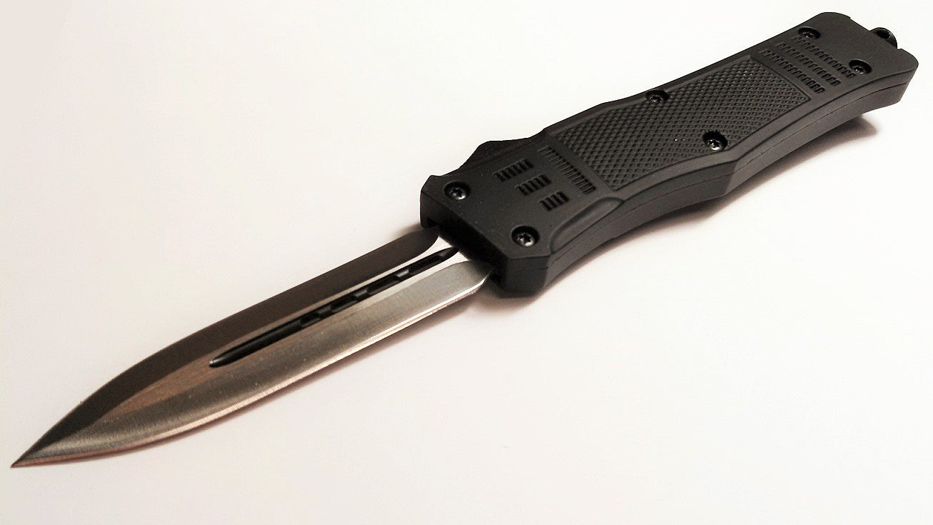 Delta Force Commando D/A OTF Automatic Knife Black - Dagger Silver Knife-OTF - Tophatter Daily Deals