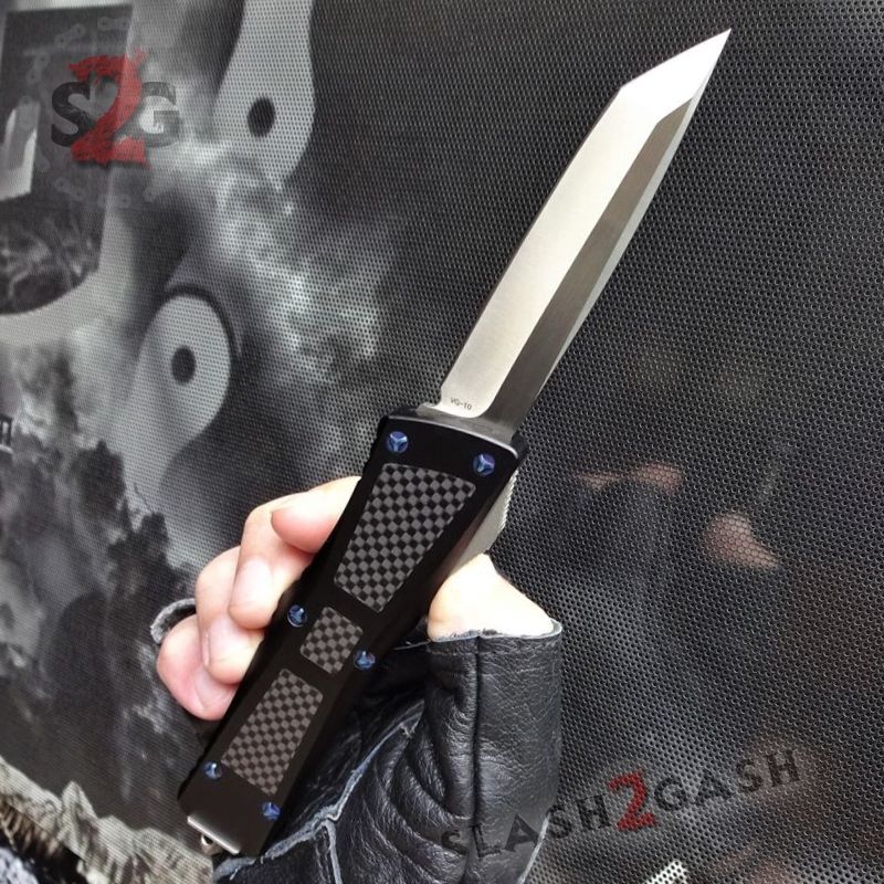 Dark Knight VG-10 OTF Knife CNC T6061 w/ Carbon Fiber - Tanto Knife-OTF - Tophatter Daily Deals