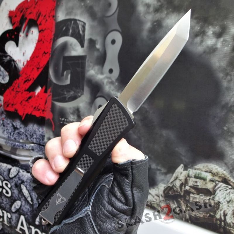 Dark Knight VG-10 OTF Knife CNC T6061 w/ Carbon Fiber - Tanto Knife-OTF - Tophatter Daily Deals