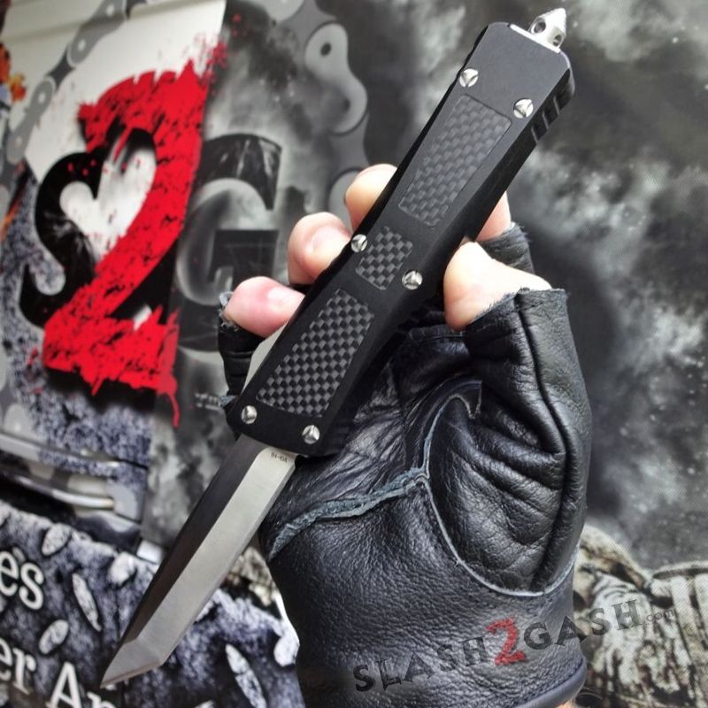 Dark Knight VG-10 OTF Knife CNC T6061 w/ Carbon Fiber - Tanto Knife-OTF - Tophatter Daily Deals