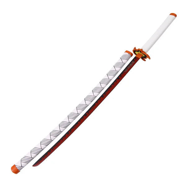 Demon Slayer - Kyojuro Rengoku Red Nichirin Display (Straight Blade) Katana Sword - Tophatter Daily Deals