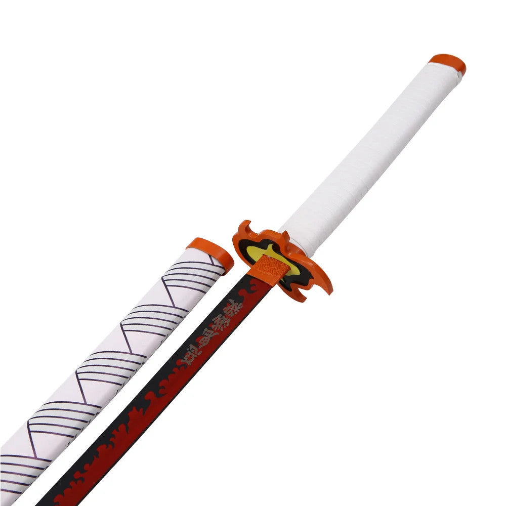 Demon Slayer - Kyojuro Rengoku Red Nichirin Display (Straight Blade) Katana Sword - Tophatter Daily Deals