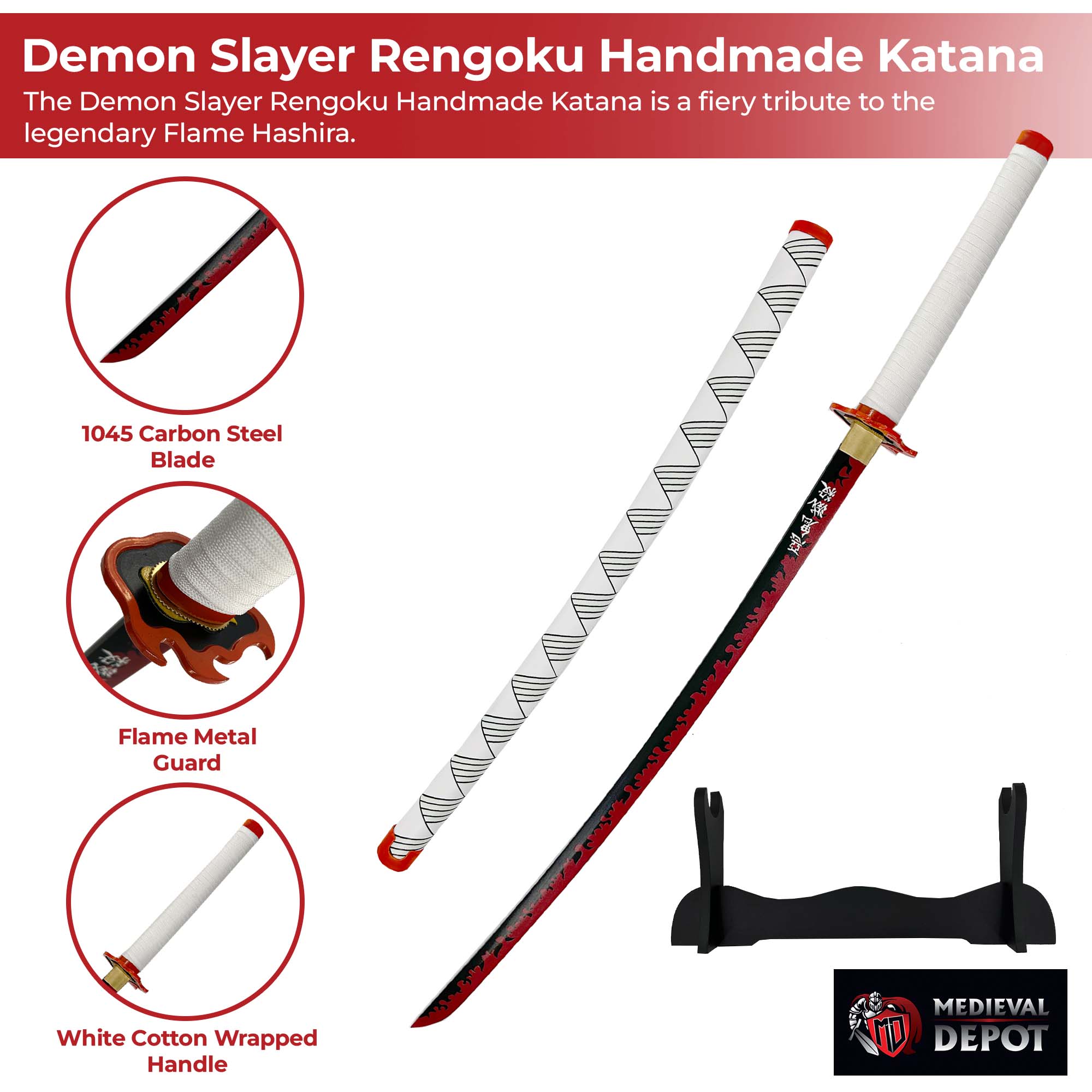 Rengoku Blaze Demon Slayer Handmade Katana Swords - Tophatter Daily Deals