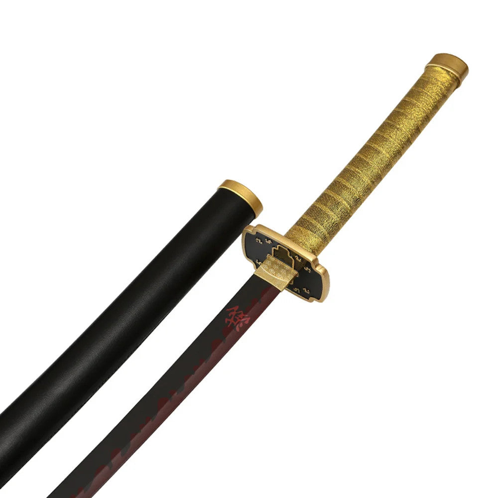 Demon Slayer - Yoriichi Tsugikuni Sun Breathing Gold Nichirin Display (Straight Blade) Katana Sword - Tophatter Daily Deals