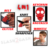 Demonic Skull Self Defense 4-In-1 Multi-Tool Keychain Knuckles - Red SD-KeyChain - Tophatter Daily Deals