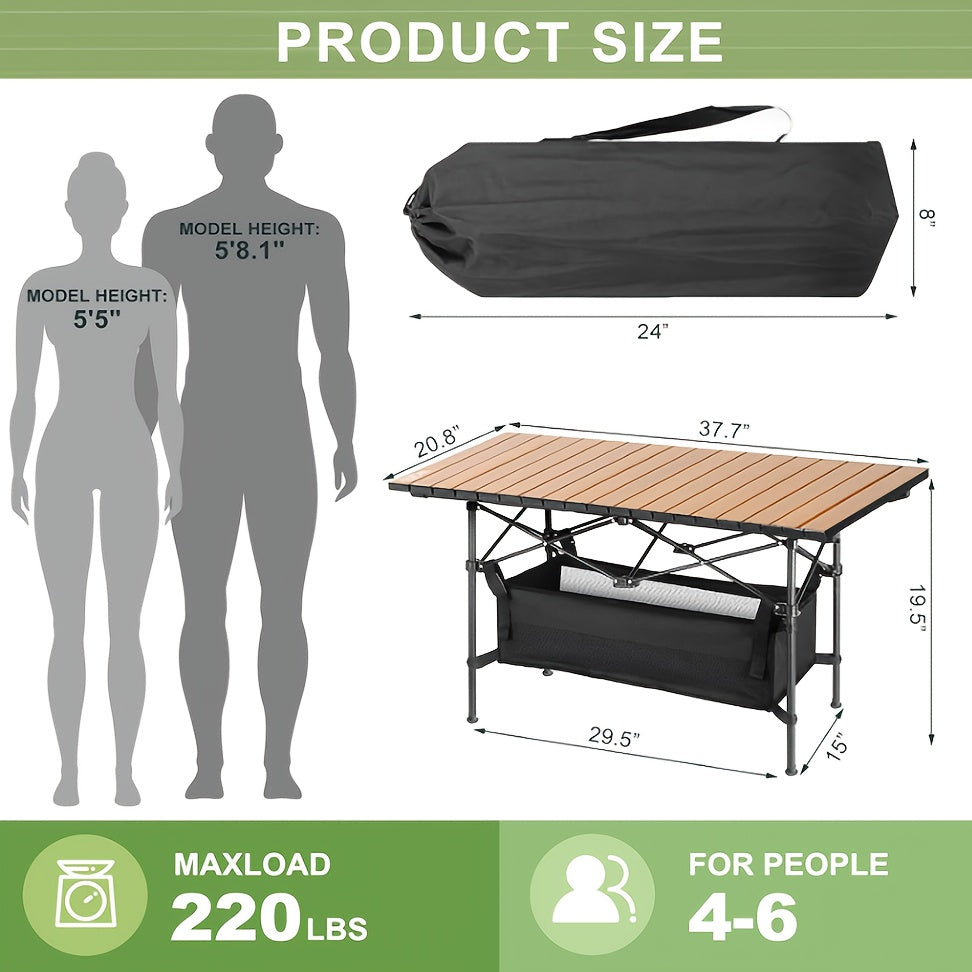 Portable Folding Camping Table for 4-6 People Adjustable Height Picnic BBQ Table Outdoor Recreation - Tophatter Daily Deals