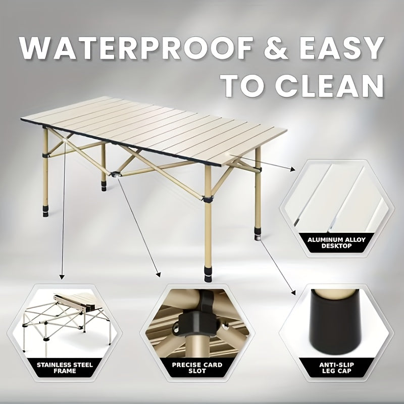 Portable Folding Camping Table for 4-6 People Adjustable Height Picnic BBQ Table Outdoor Recreation - Tophatter Daily Deals