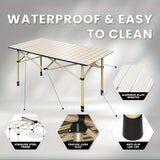 Portable Folding Camping Table for 4-6 People Adjustable Height Picnic BBQ Table Outdoor Recreation - Tophatter Daily Deals