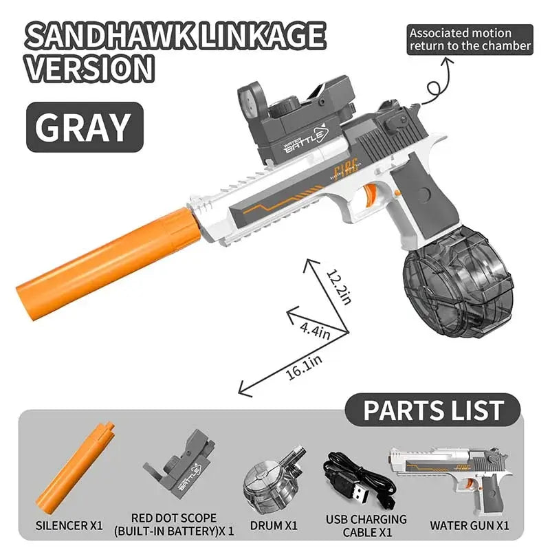 Desert Eagle Manual/Auto Blowback Pistol Water Gun gray - Tophatter Daily Deals