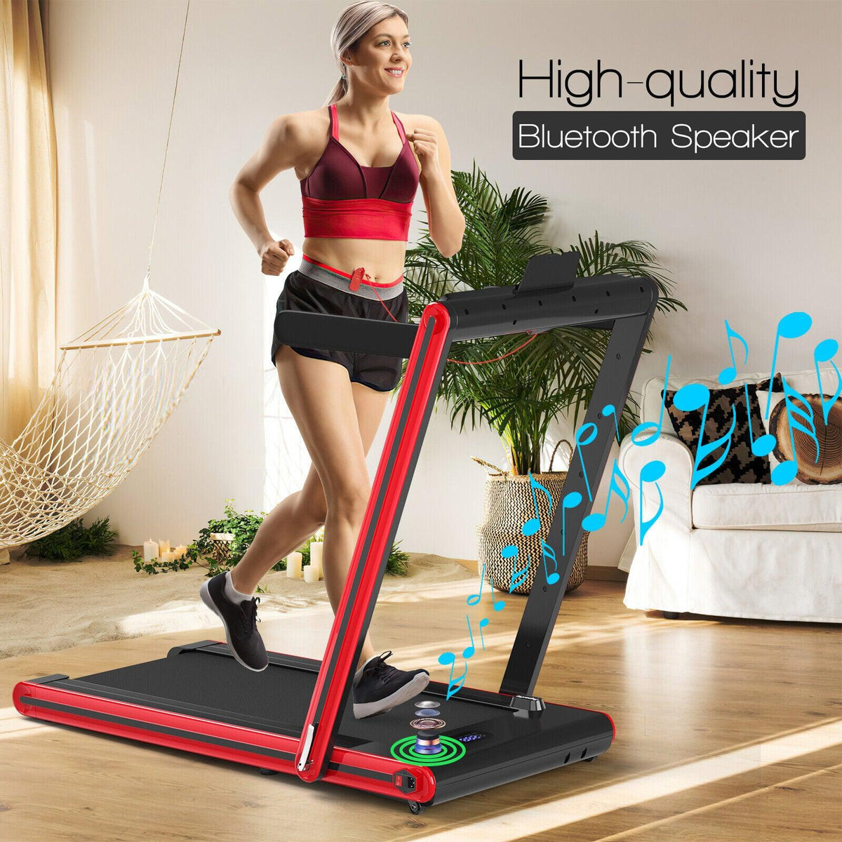Under Desk Treadmill UK - 2-in-1 Folding Walking Treadmill With Dual Led Display Exercise & Fitness - Tophatter Daily Deals