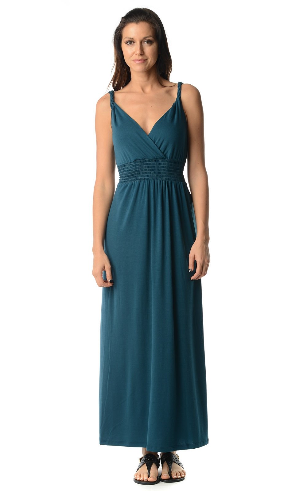 Women's Smocked Wrap Maxi Dress Dark Teal Dresses / Maxi - Tophatter Daily Deals