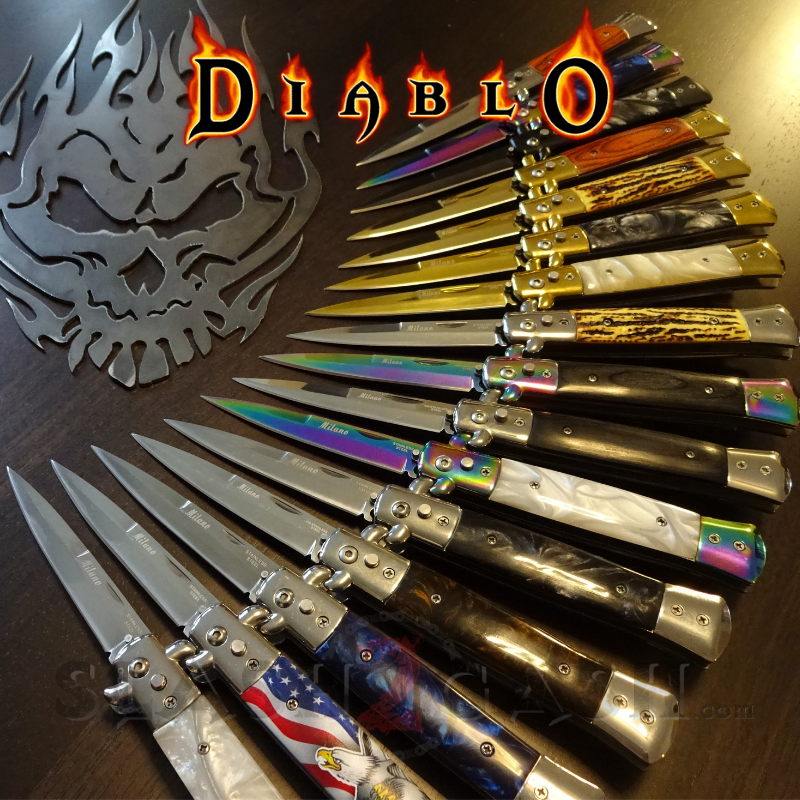 Diablo Stiletto Automatic Knife Milano Switchblade 9" - Asst. colors Knife-Auto - Tophatter Daily Deals