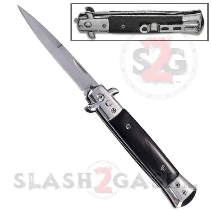 Diablo Stiletto Automatic Knife Milano Switchblade 9" - Asst. colors Black Acrylic Knife-Auto - Tophatter Daily Deals
