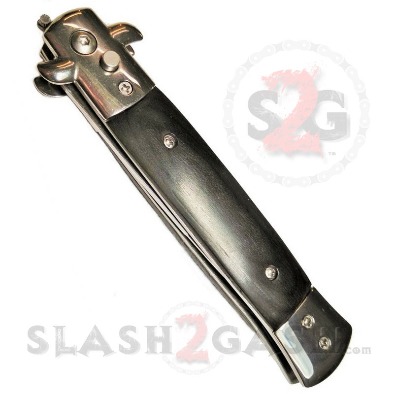 Diablo Stiletto Automatic Knife Milano Switchblade - Black Ebony Wood Knife-Auto - Tophatter Daily Deals