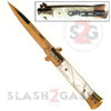Diablo Stiletto Automatic Knife Milano Switchblade - Gold Marble White Pearl Knife-Auto - Tophatter Daily Deals