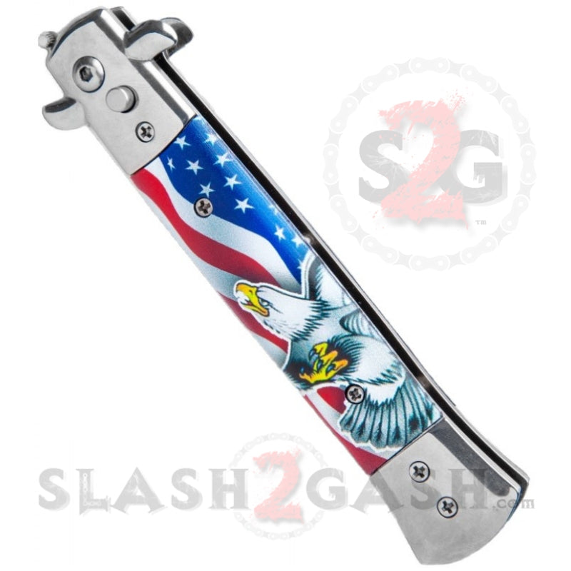 Diablo Stiletto Automatic Knife Milano Switchblade - USA Eagle American Flag Knife-Auto - Tophatter Daily Deals