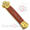 Diablo Stiletto Automatic Knife Milano Switchblade - Gold w/ Rosewood Knife-Auto - Tophatter Daily Deals