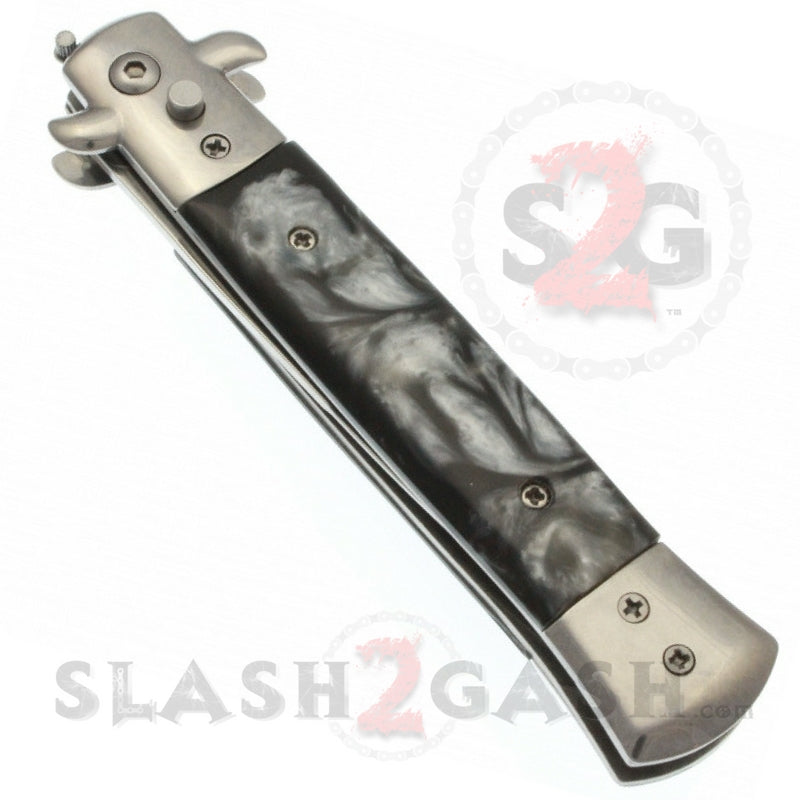 Diablo Stiletto Automatic Knife Milano Switchblade - Marble Black Pearl Knife-Auto - Tophatter Daily Deals