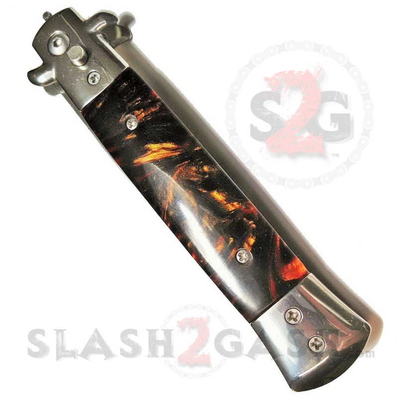 Diablo Stiletto Automatic Knife Milano Switchblade - Marble Amber Pearl Knife-Auto - Tophatter Daily Deals
