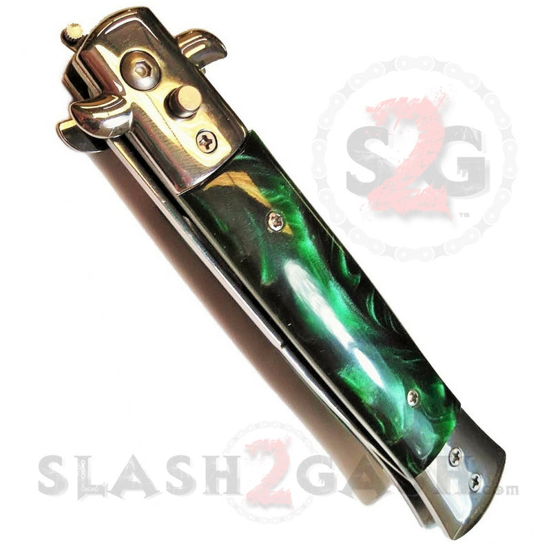 Diablo Stiletto Automatic Knife Milano Switchblade - Marble Green Pearl Knife-Auto - Tophatter Daily Deals