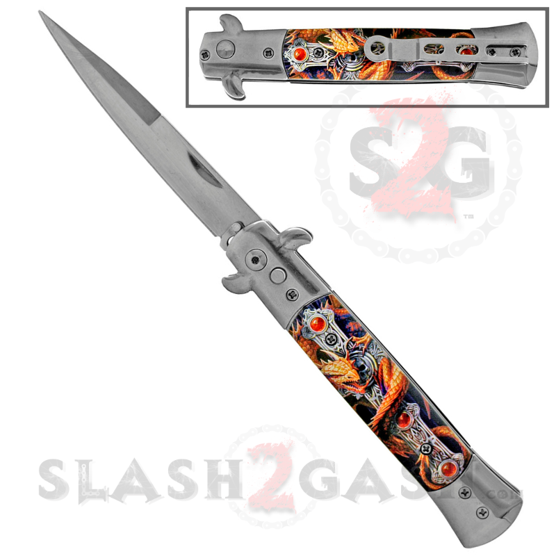 Diablo Stiletto Automatic Knife Milano Switchblade - Cross Dragon Knife-Auto - Tophatter Daily Deals