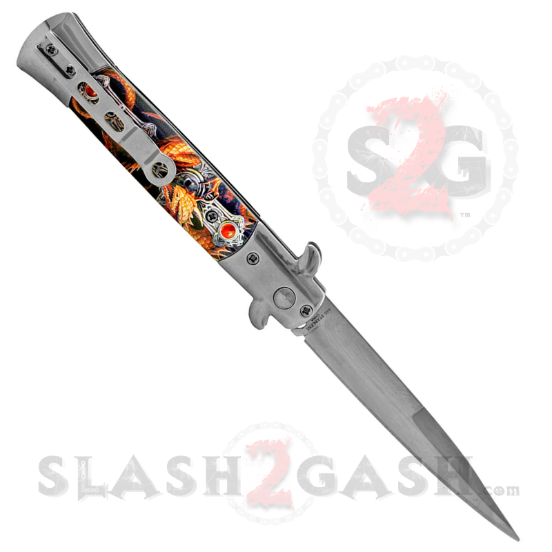 Diablo Stiletto Automatic Knife Milano Switchblade - Cross Dragon Knife-Auto - Tophatter Daily Deals