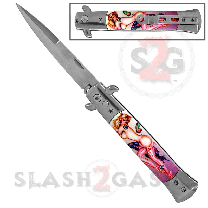 Diablo Stiletto Automatic Knife Milano Switchblade 9" - Asst. colors Pinup Girl Knife-Auto - Tophatter Daily Deals