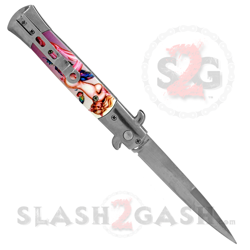 Diablo Stiletto Automatic Knife Milano Switchblade - Pinup Girl Knife-Auto - Tophatter Daily Deals