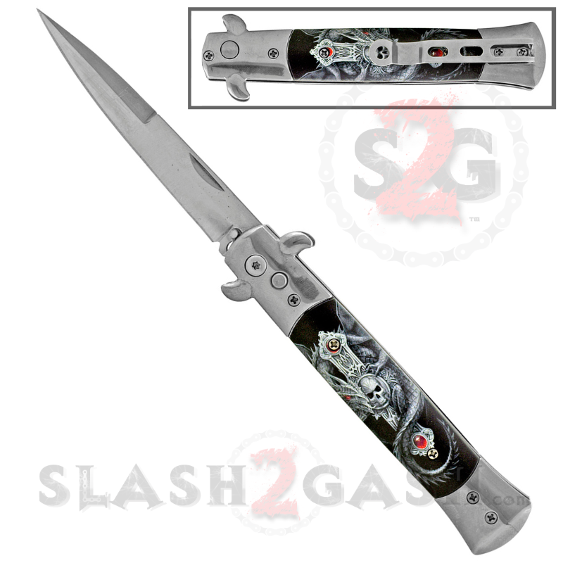 Diablo Stiletto Automatic Knife Milano Switchblade - Cross Dragon 2 Knife-Auto - Tophatter Daily Deals