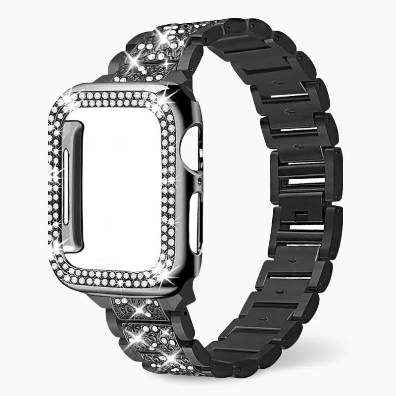 Apple Watch Band Rose Gold Crystal Bracelet Strap Gift Black - Tophatter Daily Deals
