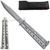 Ace of Diamonds Butterfly Knife w/ Clip - Brushed Silver Bali Brushed Silver Knife-Balisong - Tophatter Daily Deals