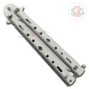 Ace of Diamonds Butterfly Knife w/ Clip - Brushed Silver Bali Knife-Balisong - Tophatter Daily Deals