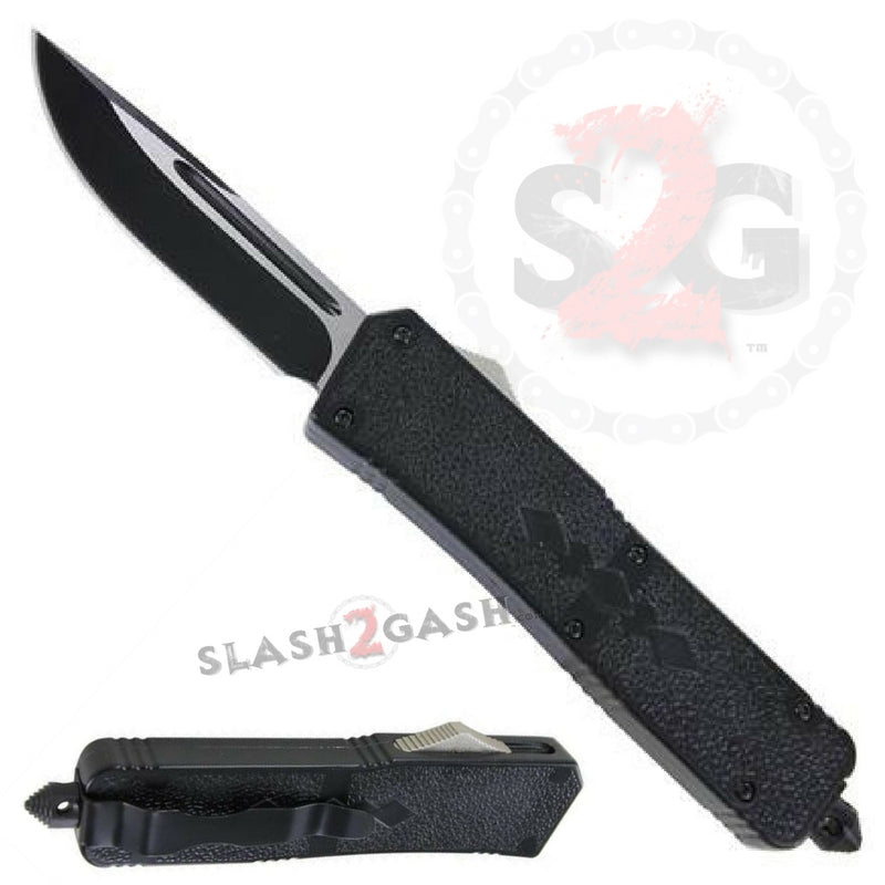 Diamond OTF Dual Action Automatic Knife Black 2 Tone Single Edge Knife-OTF - Tophatter Daily Deals
