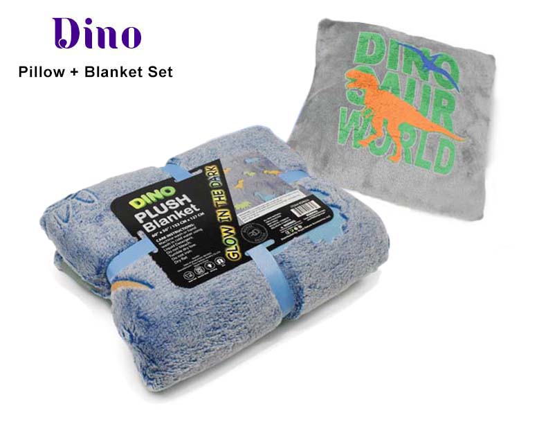 Glow in the Dark Blankets & Pillows Blanket + Pillow Set Dino Set Bedding - Tophatter Daily Deals