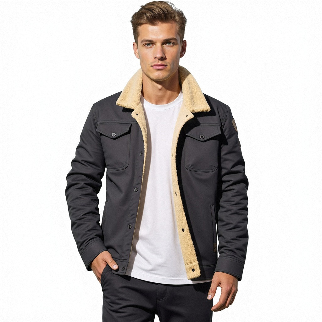 Insulating Men’s Sherpa Jacket – Trucker Style, Lined - Tophatter Daily Deals