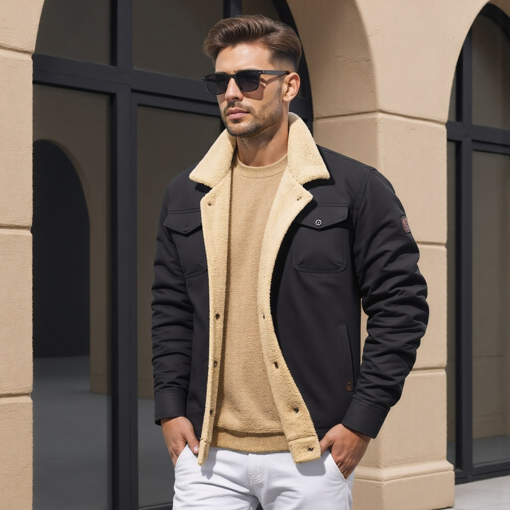 Insulating Men’s Sherpa Jacket – Trucker Style, Lined - Tophatter Daily Deals