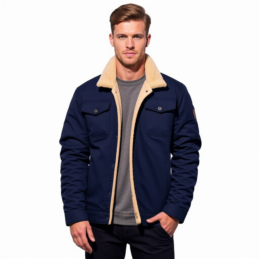 Insulating Men’s Sherpa Jacket – Trucker Style, Lined - Tophatter Daily Deals